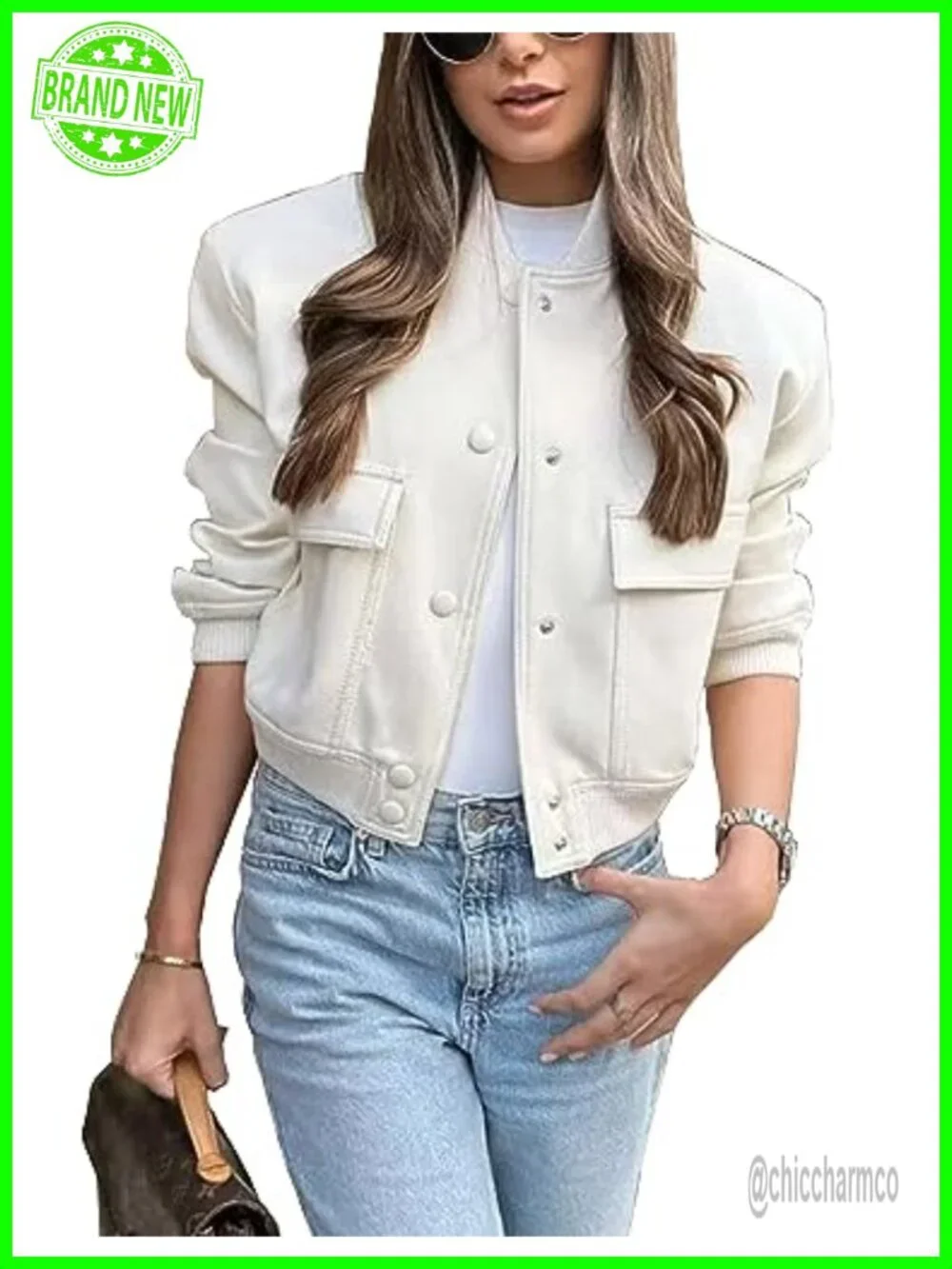 Women's Lightweight Polyester Bomber Jacket with Ribbed Trim
